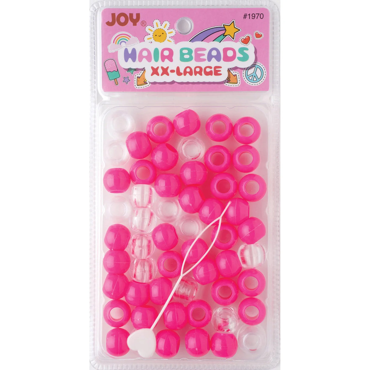 Joy Jewelry Neon Pink Round Plastic Hair Beads