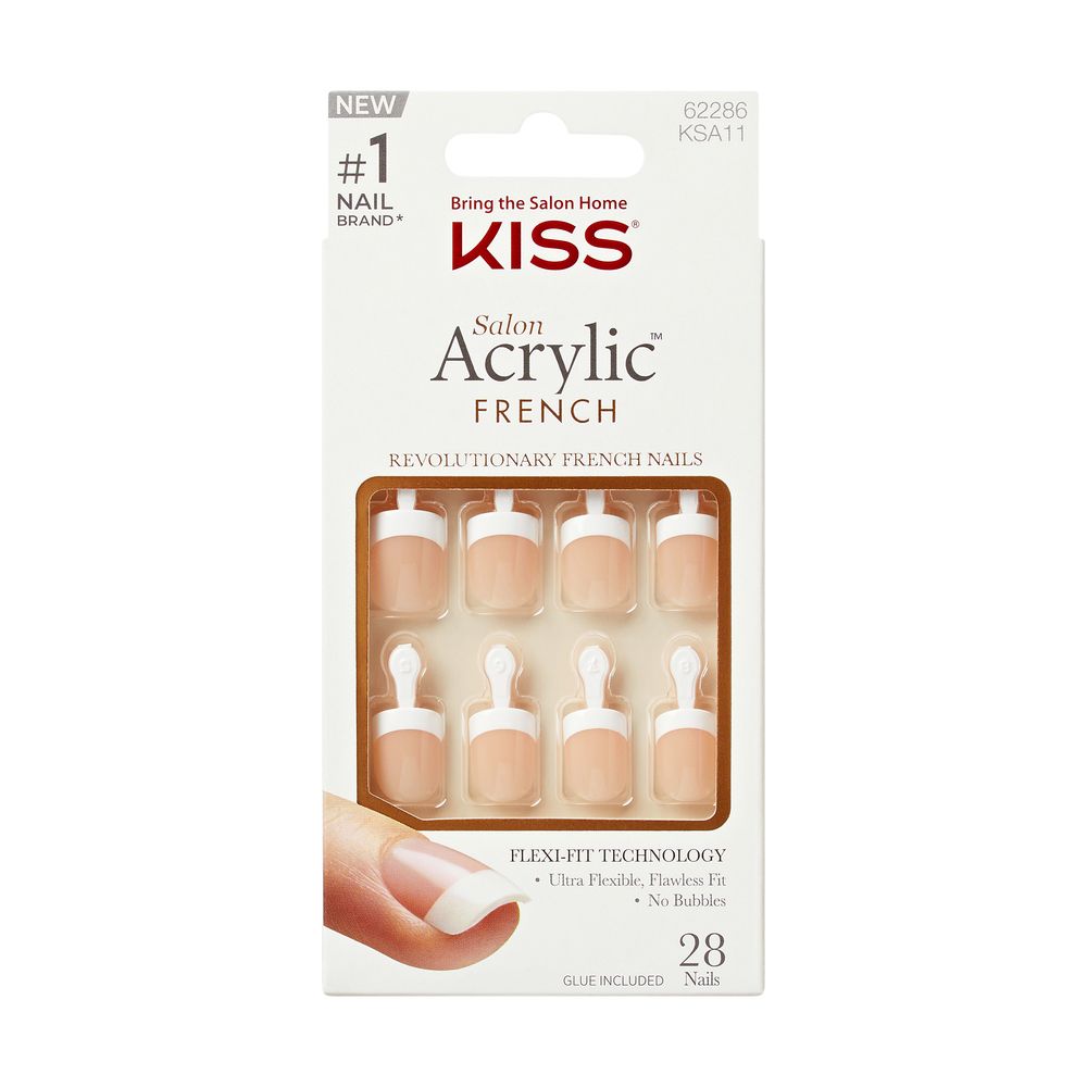 KISS Salon Acrylic French Nails Classic Long Lasting French Tip Manicure KSA11