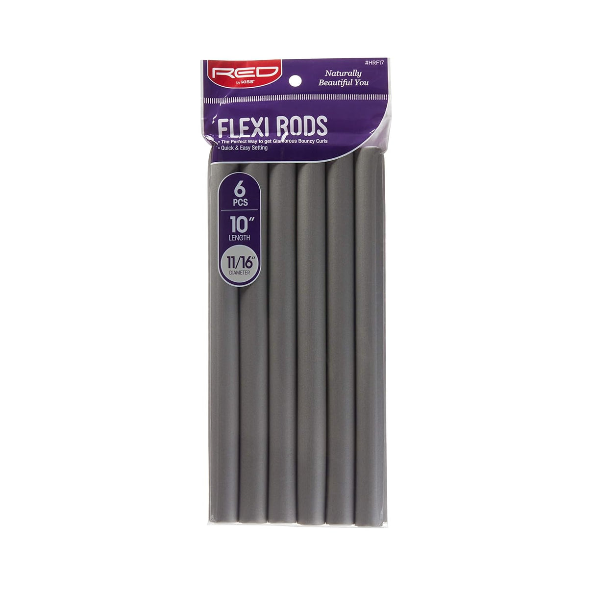 Red by Kiss Flexi Rods 10 Inch 6‑Pc Pack Gray HRF17