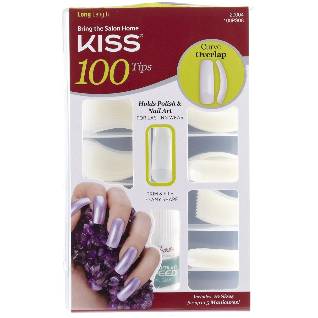 KISS 100 FULL COVER NAILS ACTIVE SQUARE MEDIUM LENGTH ARTIFICIAL NAILS