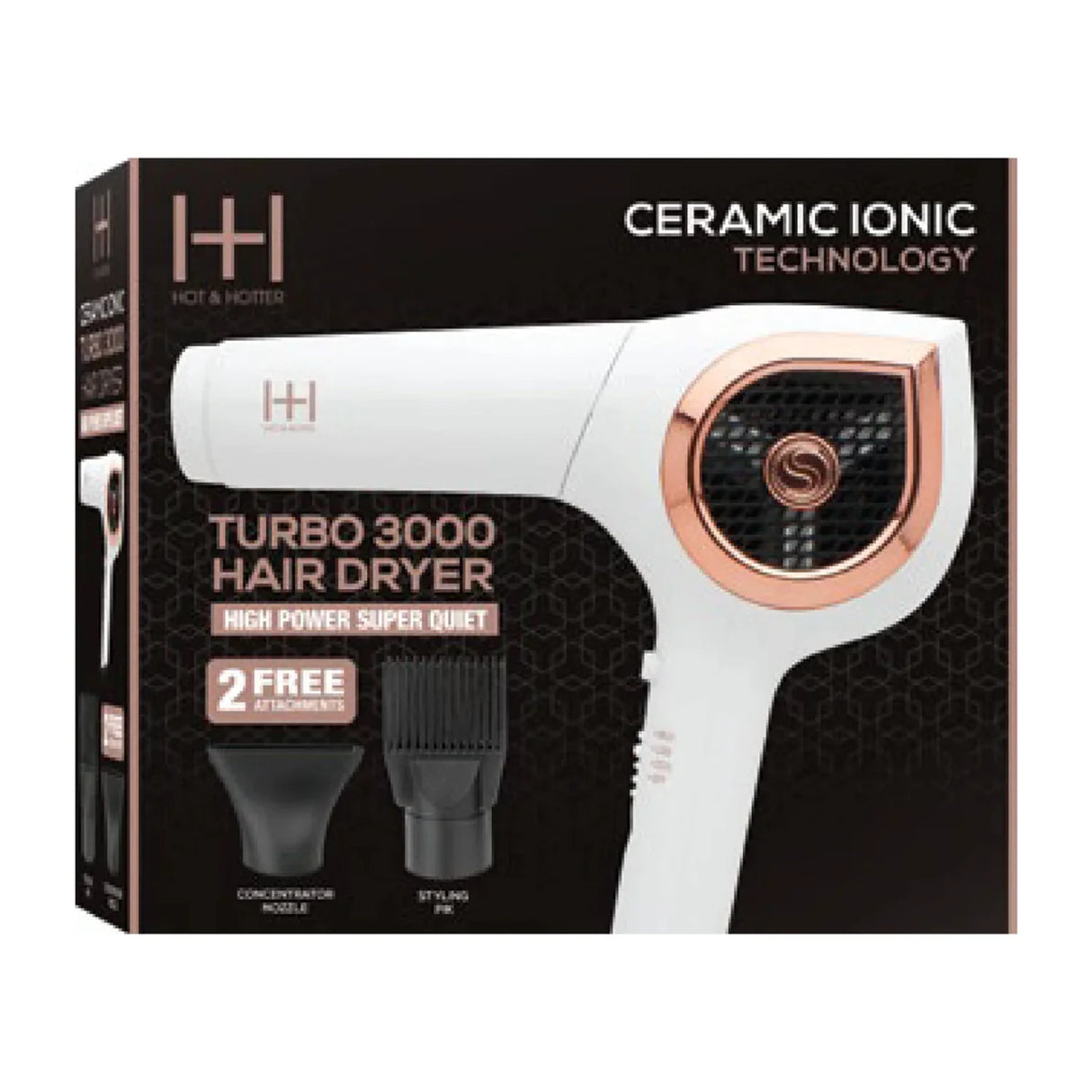 Annie White Gold Hot & Hotter Ceramic Ionic Turbo 3000 Hair Dryer (5911)