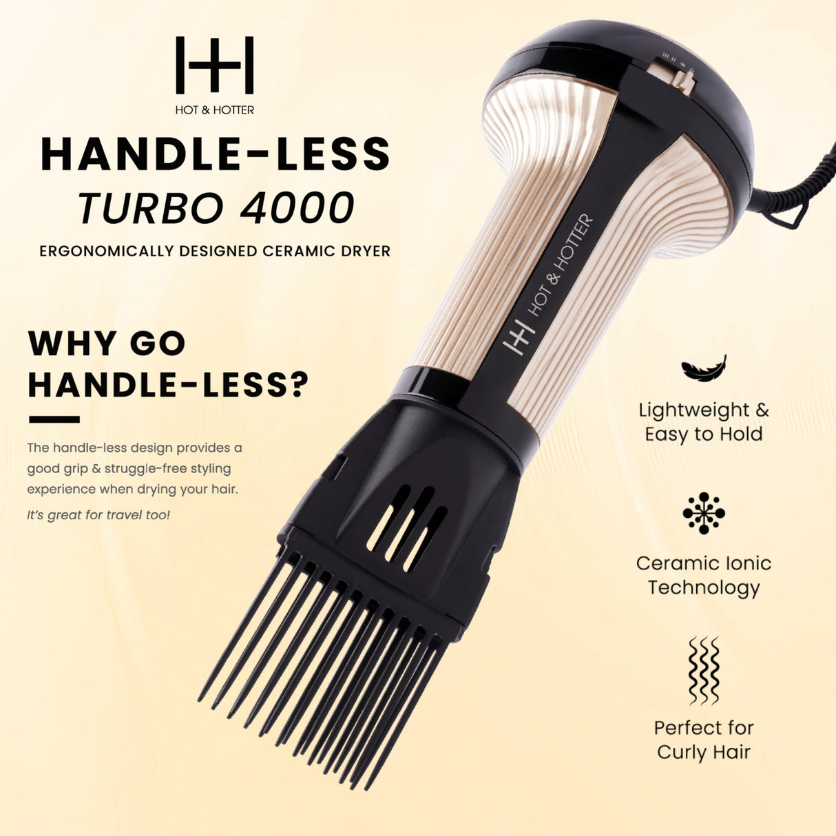 Annie Hot & Hotter Handle-Less Turbo 4000 Ceramic Hair Dryer (5847)