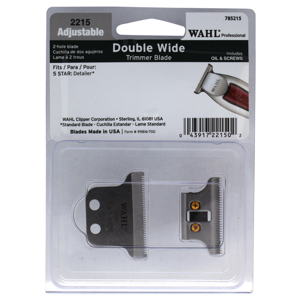 WAHL Professional Extra Wide T-Blade Zero-Overlap Capabilities, High Precision (2215)