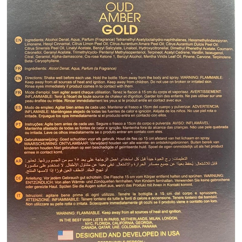Oud Amber Gold Eau de Parfum – 3.4 oz