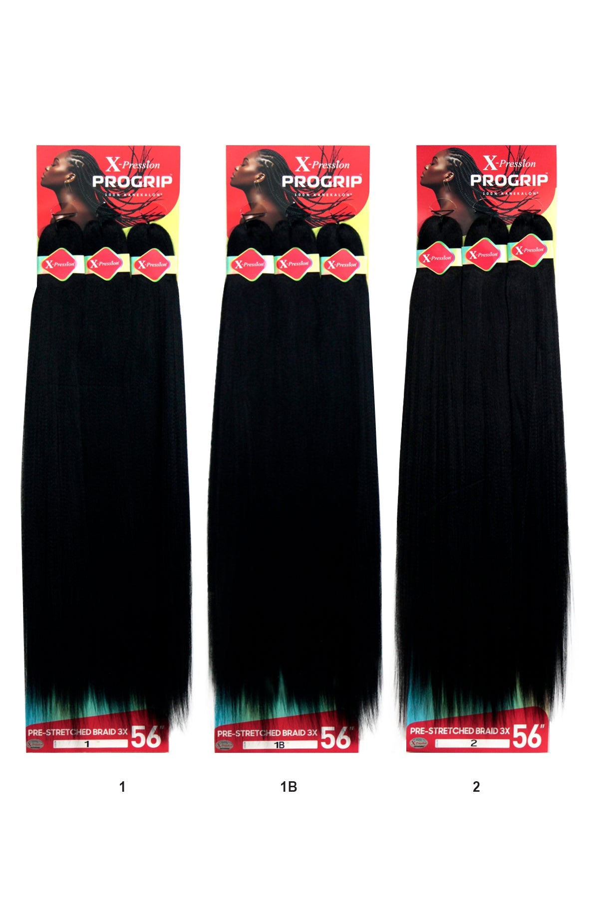 X-Pression Pro Grip Pre-Stretched Braiding Hair 56″ 3X Pack for Long Protective Styles