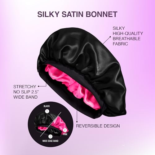 KISS RED Wide Edge Silky Satin Cap – Large