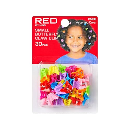 Red Kids Small Butterfly & Crown Claw Clips 30pcs