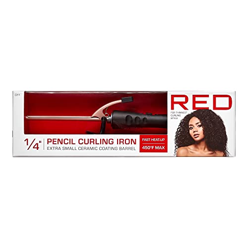 Red by Kiss Pencil Curling Iron Ceramic Barrel for Tight Curls 1/4