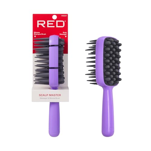 Red by Kiss Scalp Master 2-Sided Massage & Shampoo Brush – Purple