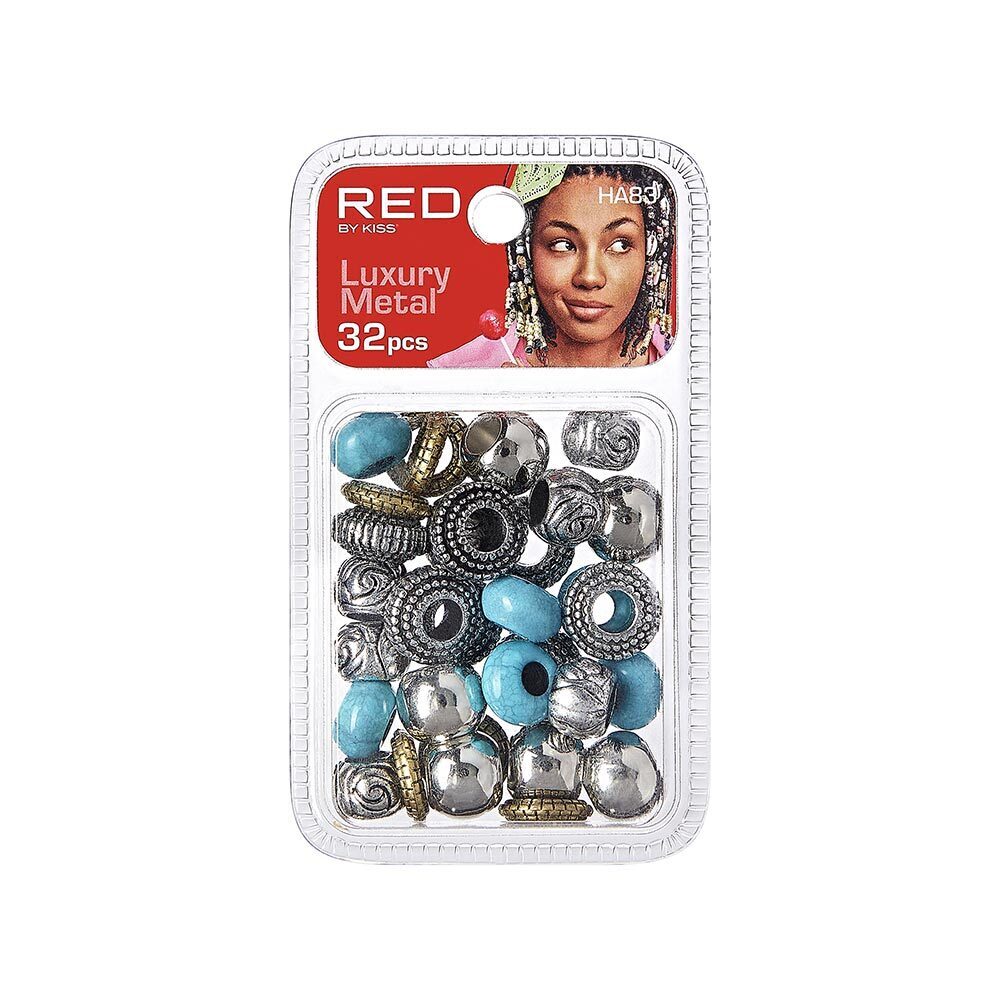 RED BY KISS Luxury Metal Hair Beads 32 Pack