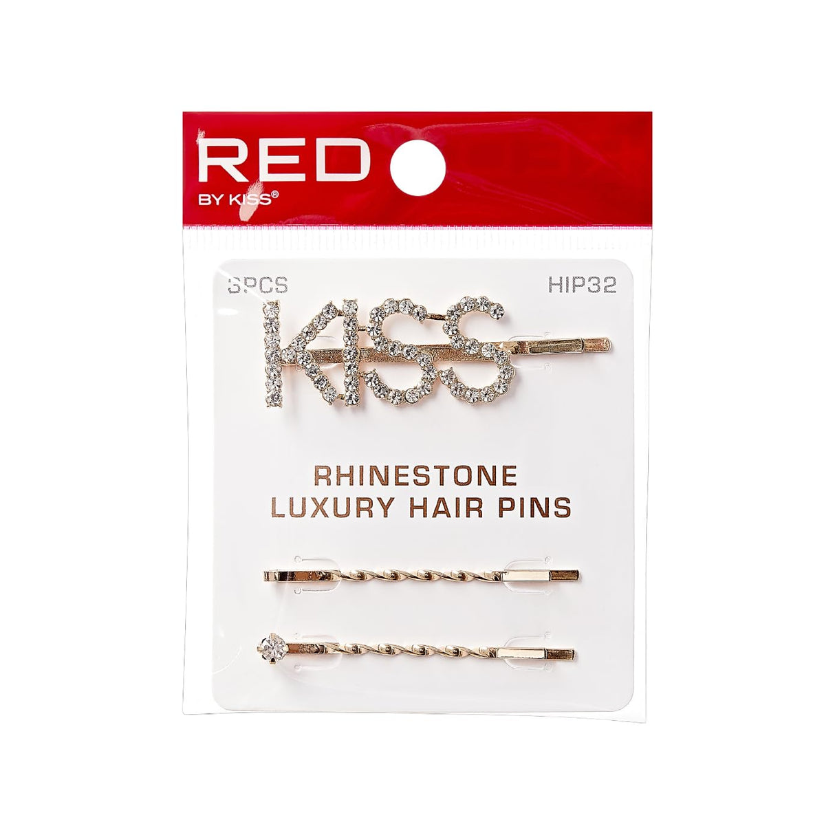 RED BY KISS Rhinestone Letter Bob Pins