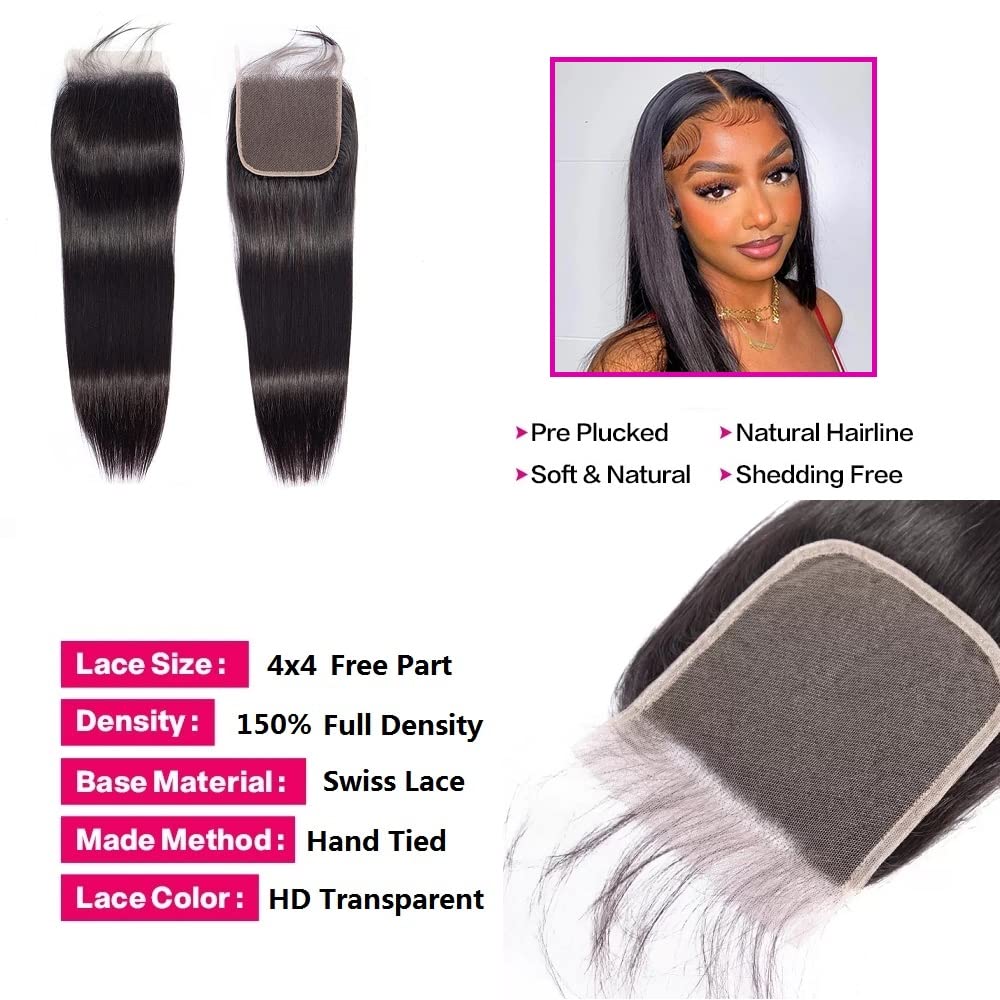 1St Class 100% Brazilian Virgin Hair 10A 4X4 Straight 16"