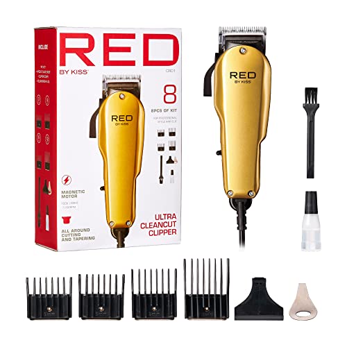 Red by Kiss Ultra Clean Cut Clipper of Kit for Professional Style 8Pcs