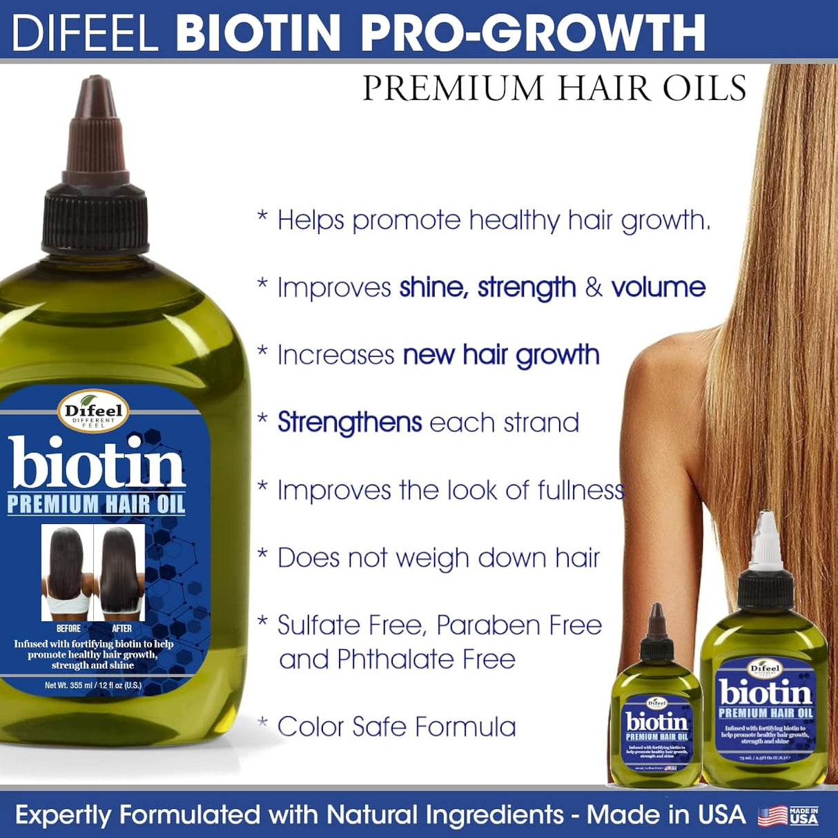 Difeel Premium Biotin Hair Oil  2.5 oz