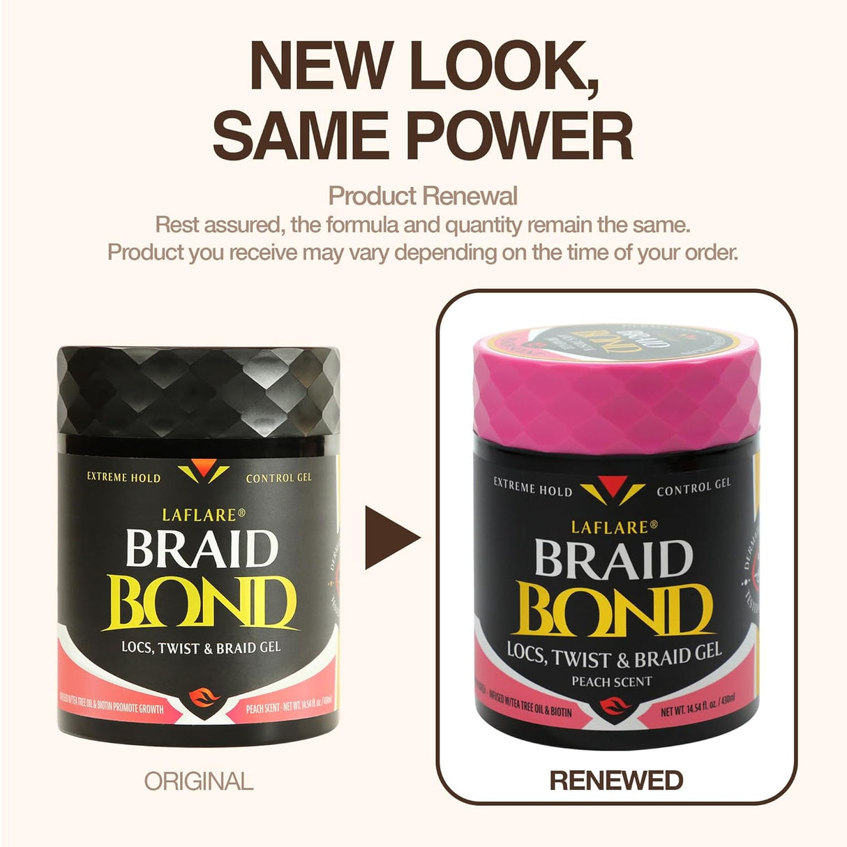 Laflare Peach Braid Bond Gel Extreme Hold 14.54 oz