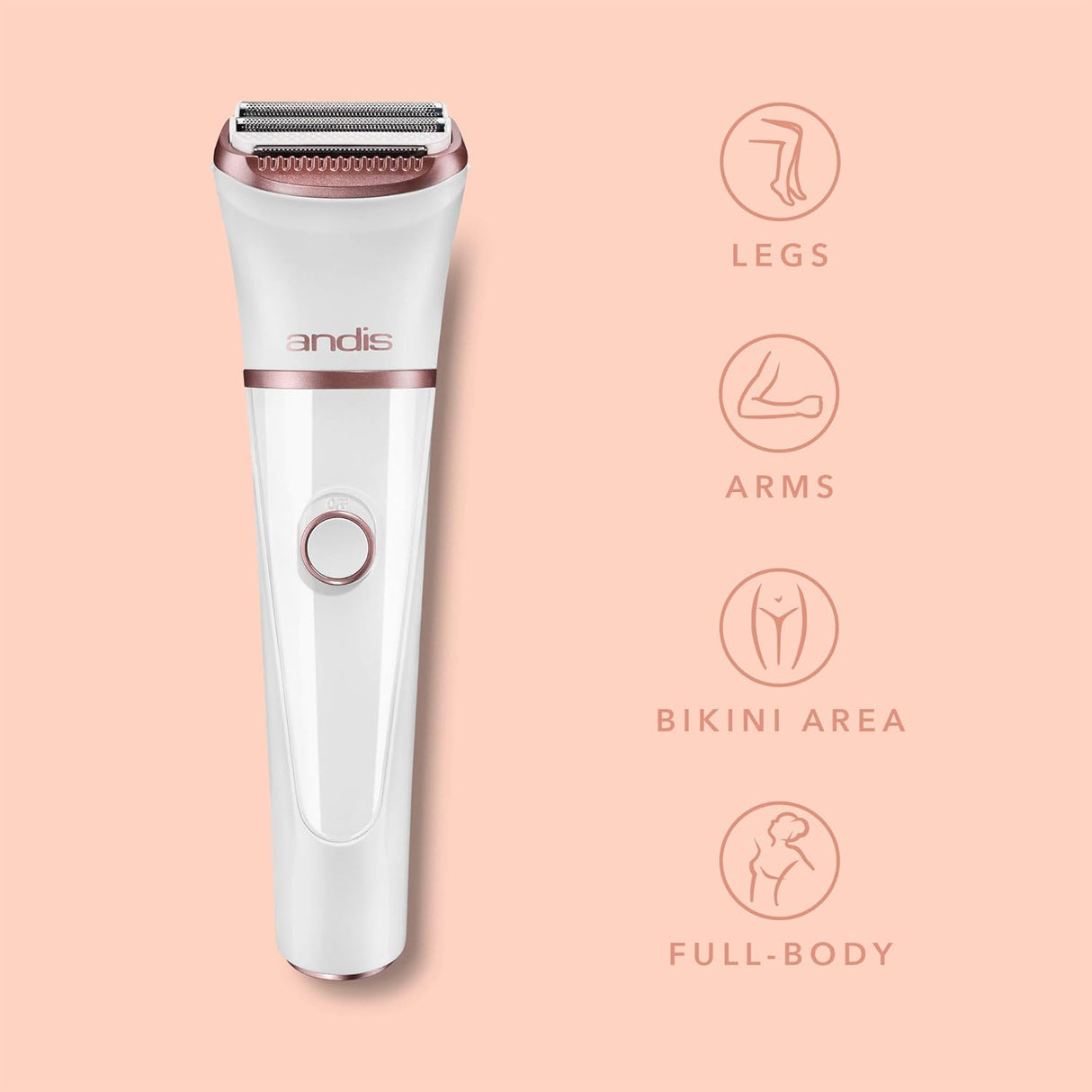 Andis Rechargeable Electric Shaver for Women – Cordless Wet & Dry Hair Removal 6 Piece Kit