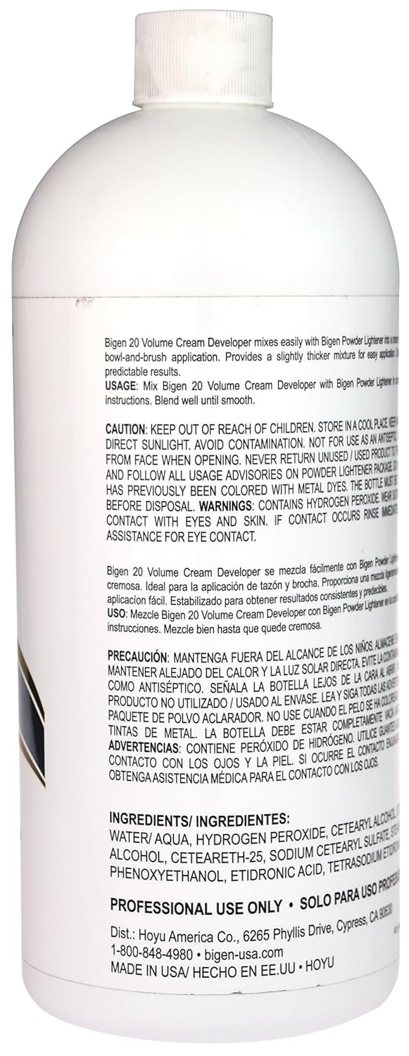 Bigen Cream Developer 20 Volume - 32Oz