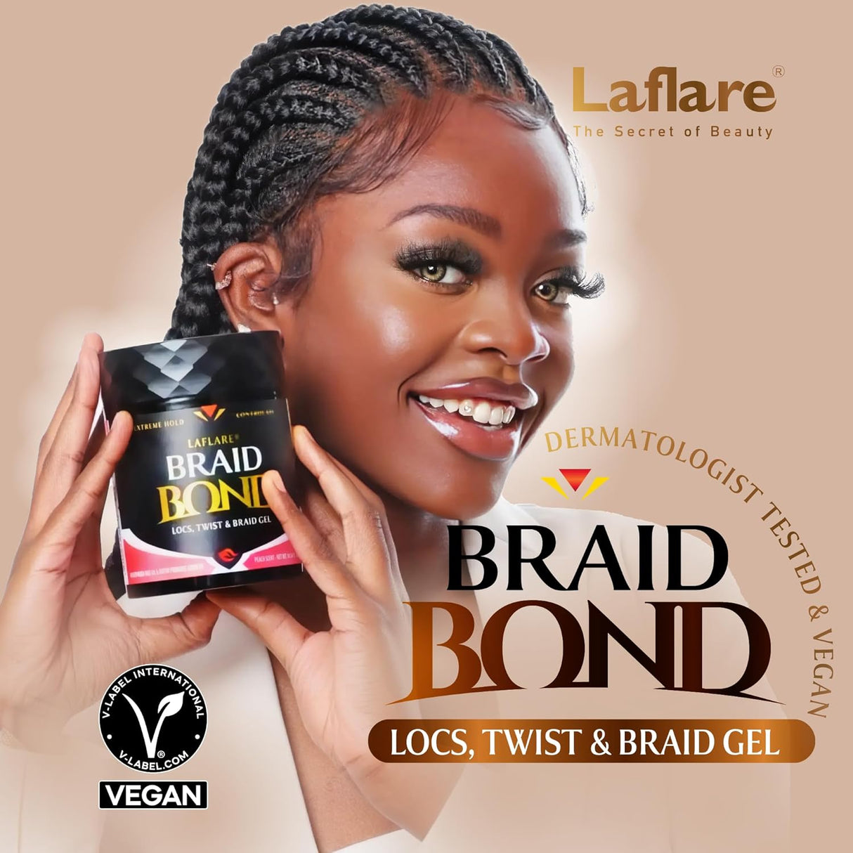 Laflare Peach Braid Bond Gel Extreme Hold 14.54 oz