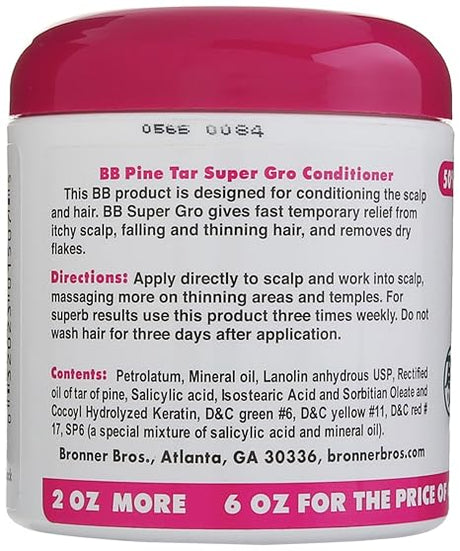 Bronner Bros BB Pine Tar Super Gro Conditioner - 6oz