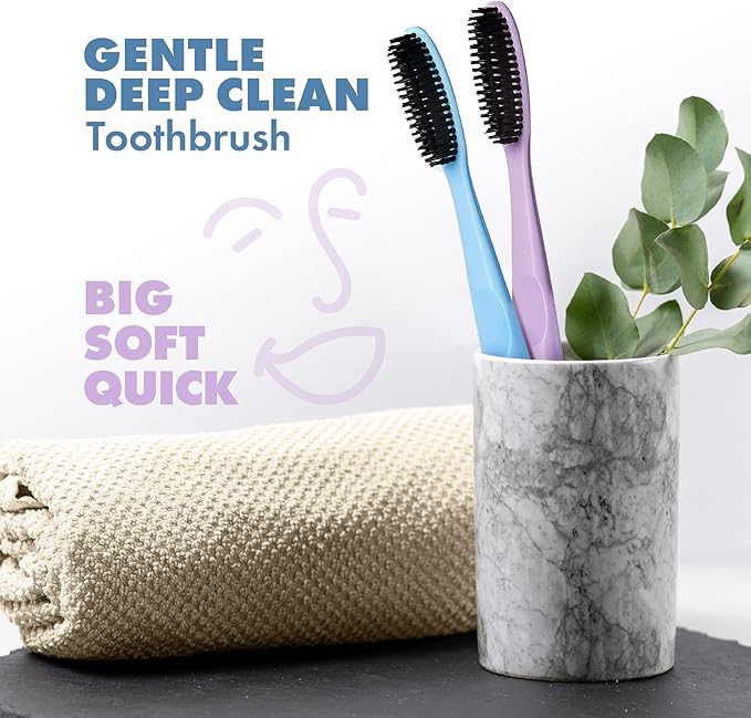 RED BY KISS Charcoal Infused Toothbrush – Fine Bristles for Gentle Deep Cleaning