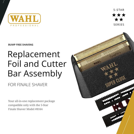 WAHL Professional Super Close 5 Star Black Finale Shaver Replacement Foil & Cutter Bar Assembly (7043)