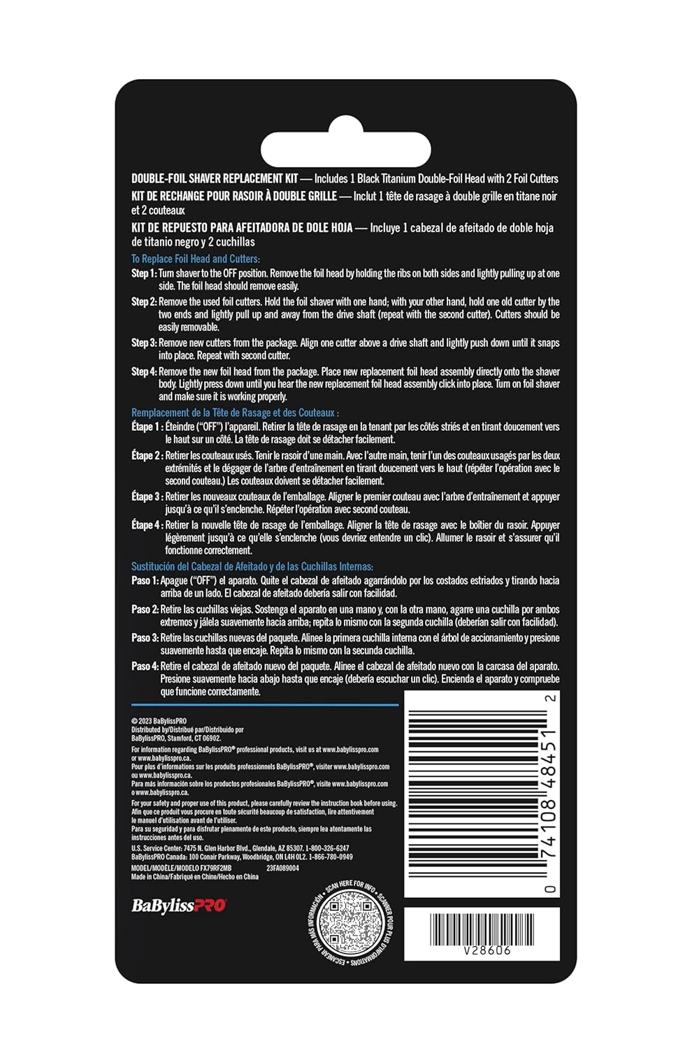 BaBylissPRO FXONE Black Double Foil Shaver Foil and Cutter