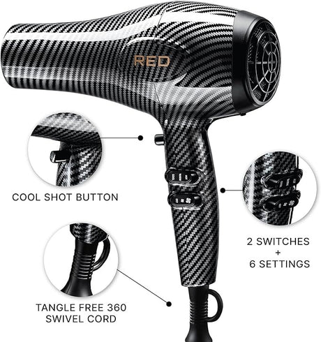 Red by Kiss Carbon 3200 BD32 Ionic Blow Dryer with Tourmaline Technology