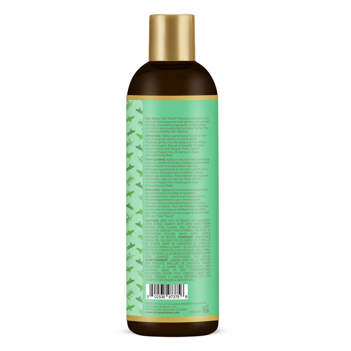 African Pride Peppermint Rosemary & Sage Shampoo 12 oz