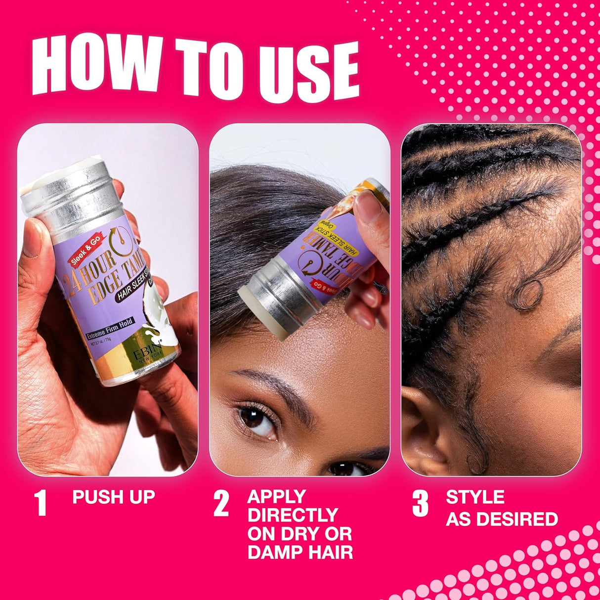 EBIN New York 24 Hour Edge Tamer Hair Sleek Stick 2.7 oz