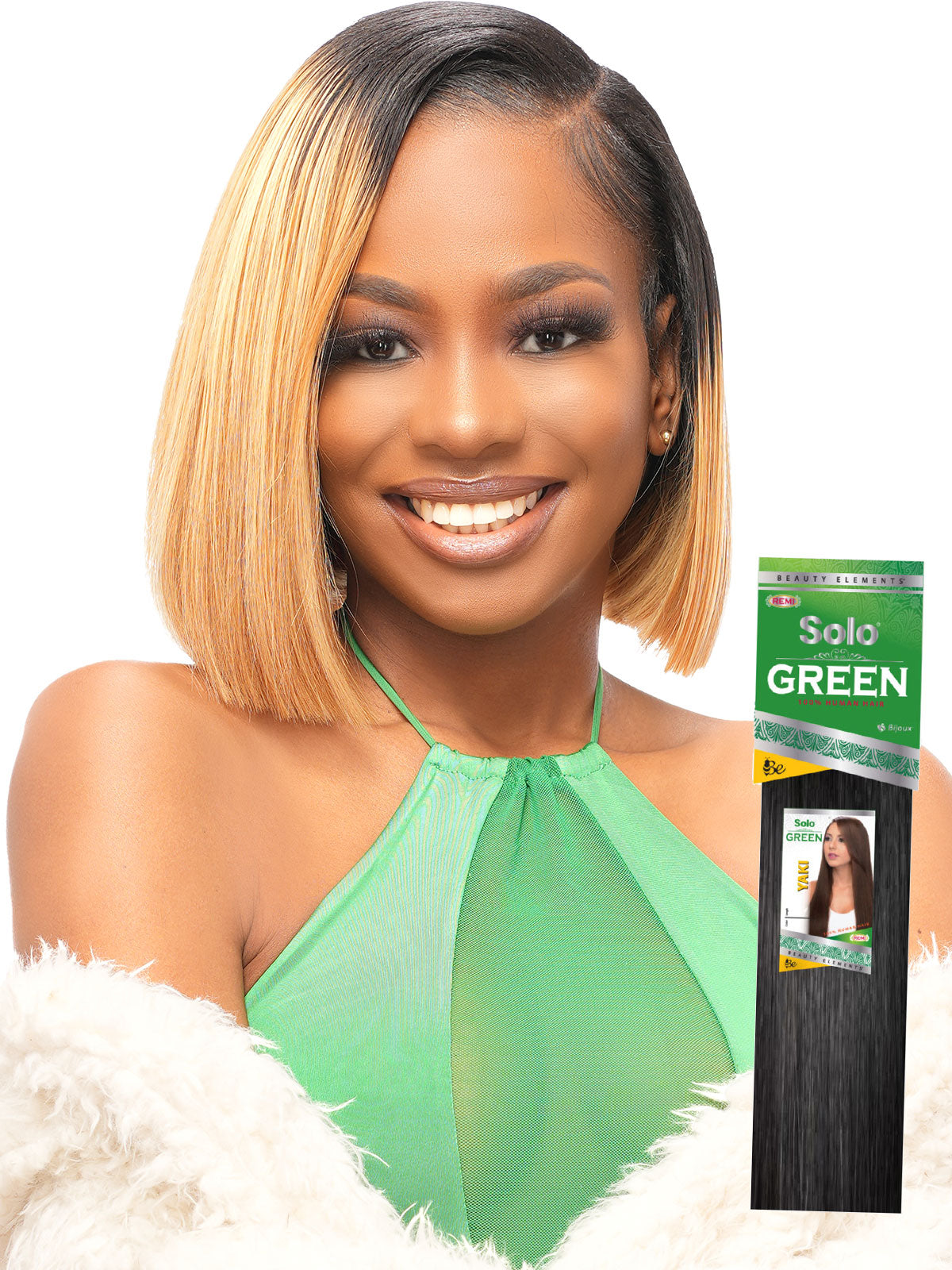 Beauty Elements Solo Green Human Hair Yaki