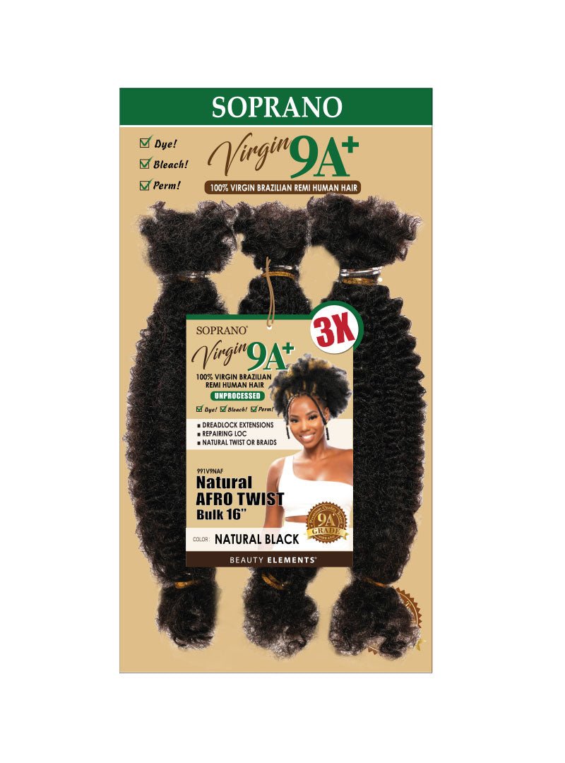 Soprano Natural Black Afro Twist Bulk 16"