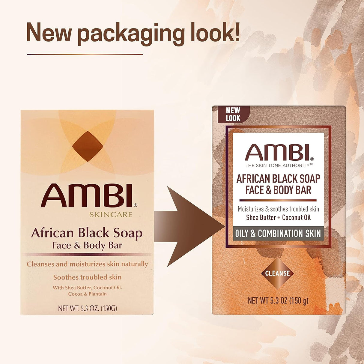 AMBI Black Soap Cleansing Bar 5.3oz, Deep Pore Detox & Nourishing Care