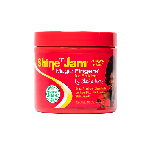 Ampro Shine-N-Jam Magic Fingers For Braiders 16Oz Extra Hold & Conditioning Styling Gel-1