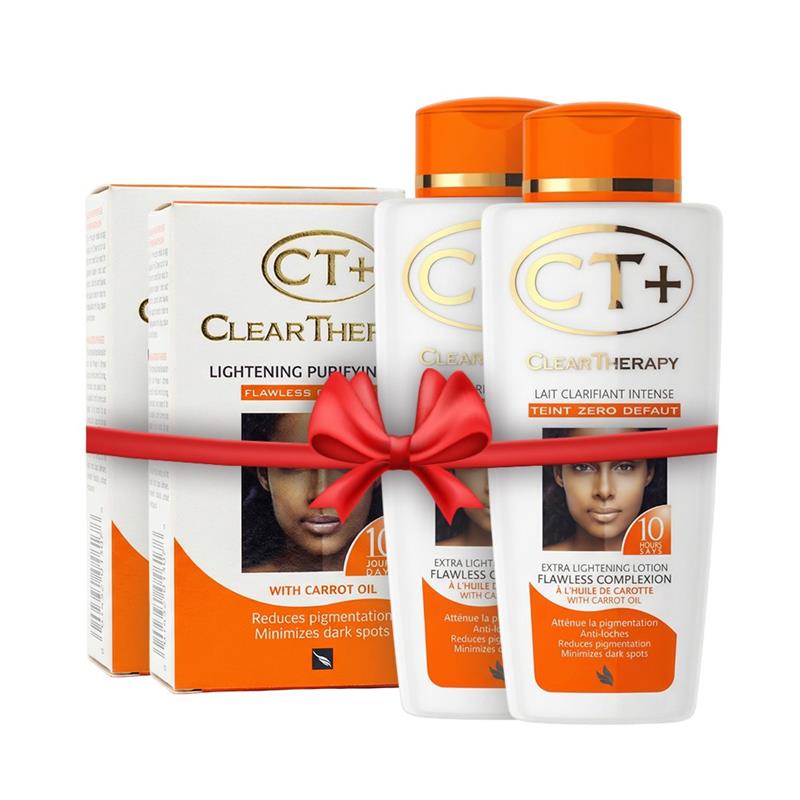 2x CT+ Clear Therapy Lotion 250 ML and CT+ Soap with Carrot 175g