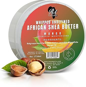 RA Cosmetics Whipped Unrefined African Shea Butter - Mango Scent 6oz