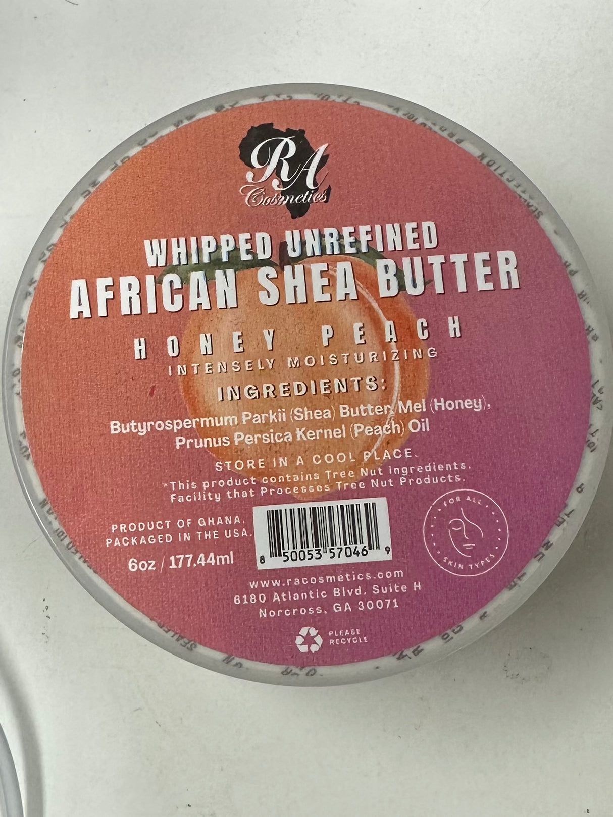 RA Cosmetics Hydrating Shea Butter with Honey Peach 6 Oz