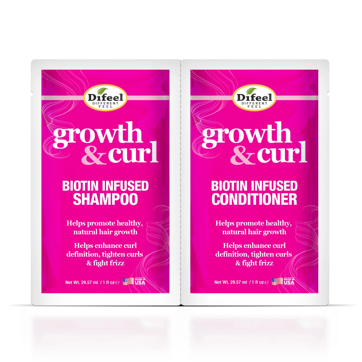 Difeel Growth & Curl Biotin Infused Shampoo & Conditioner 1oz