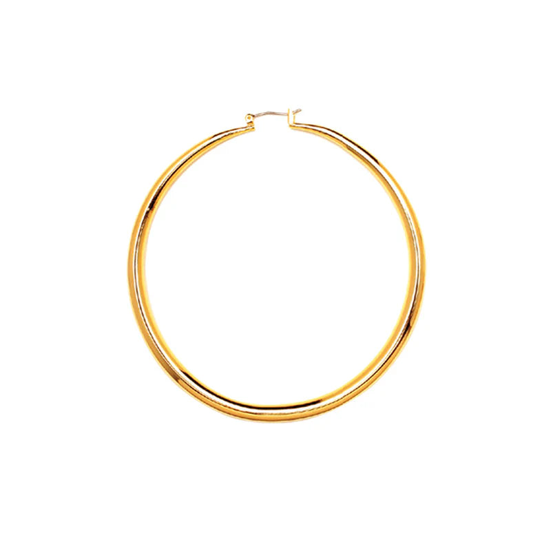 Gold Plain Cut Hollow Hoop Earrings (Ghu02)