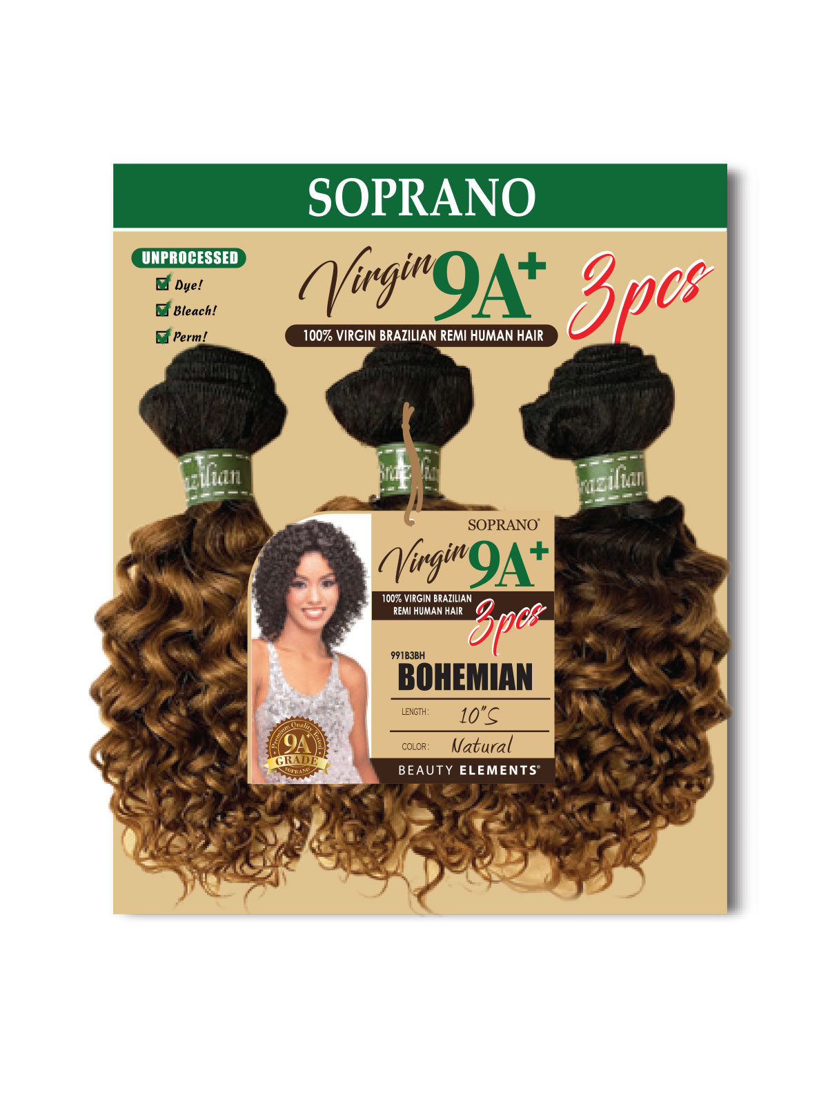HH BRAZILIAN REMI BUNDLE BOHEMIAN 10" 3PC NATURAL-2