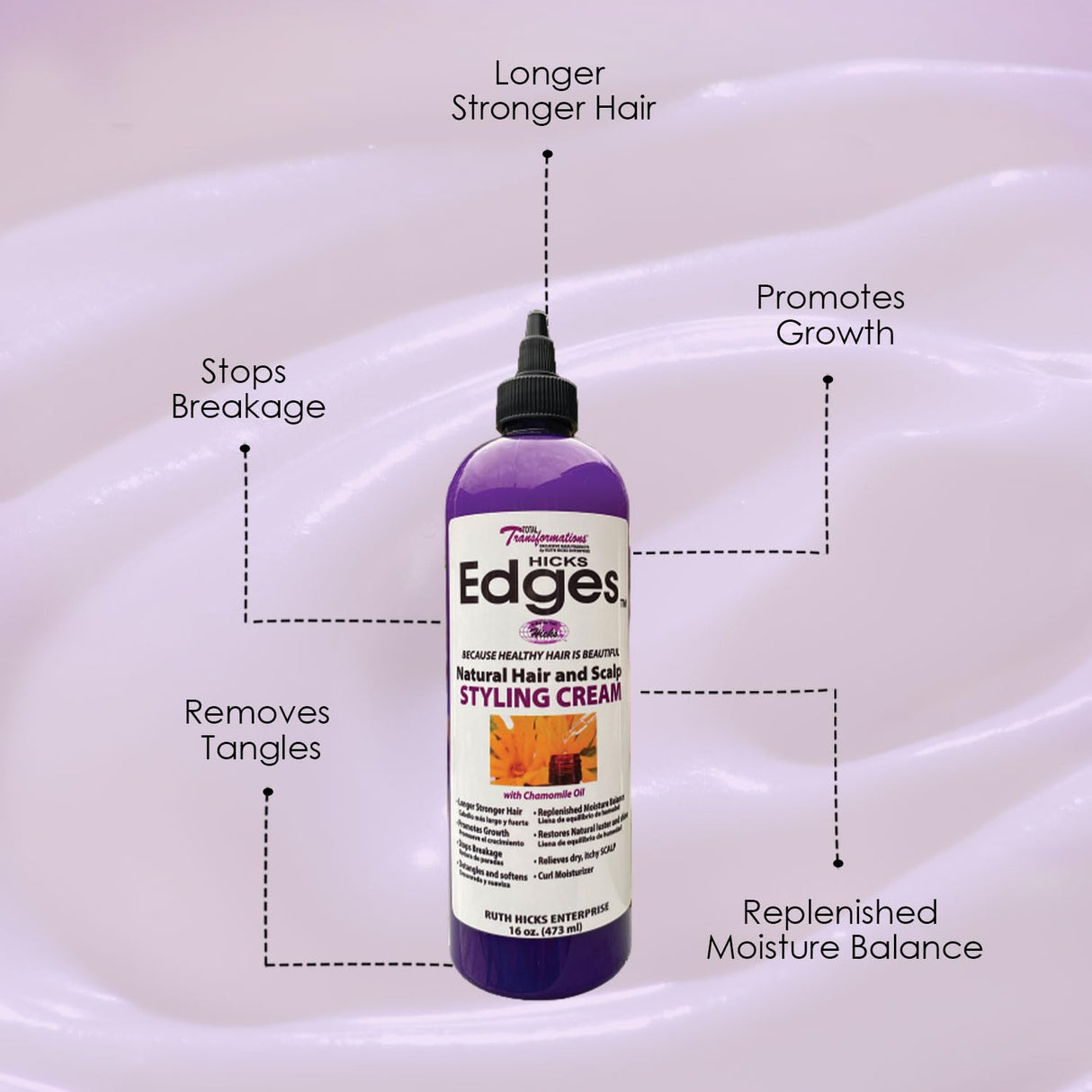 Hick Edges Styling Cream 16oz Extra Hold, Smoothing, Nourishing Formula-1