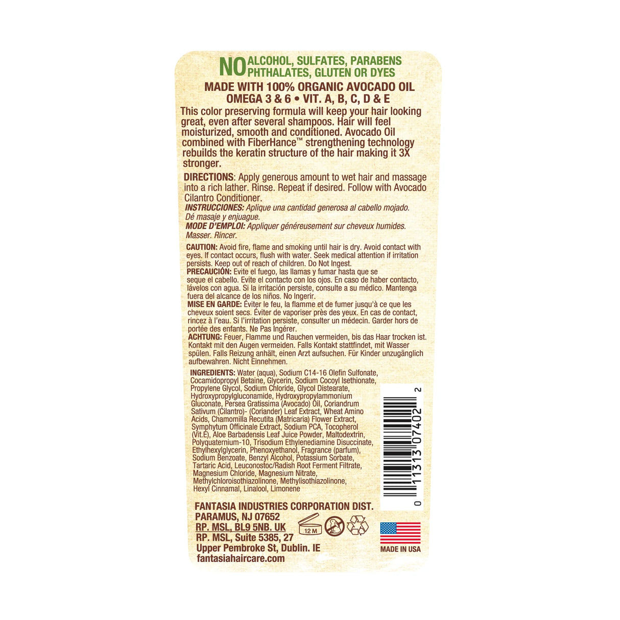 IC Avocado Cilantro Shampoo 12oz, avocado cilantro shampoo, color preserving shampoo, Fantasia IC hair shampoo, moisturizing shampoo for colored hair, strengthening hair shampoo, avocado oil hair care, gentle cleansing shampoo, IC 12oz shampoo, nourishing hair cleanser, shampoo for smooth hair, color safe shampoo, hair repair shampoo, daily use moisturizing shampoo, shiny healthy hair shampoo, sulfate free hair shampoo