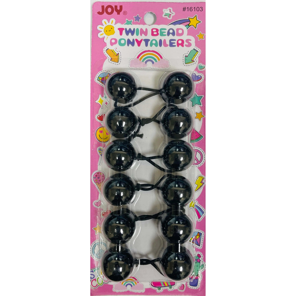 Joy Jewelry Black Twin Beads 6Ct (16103)