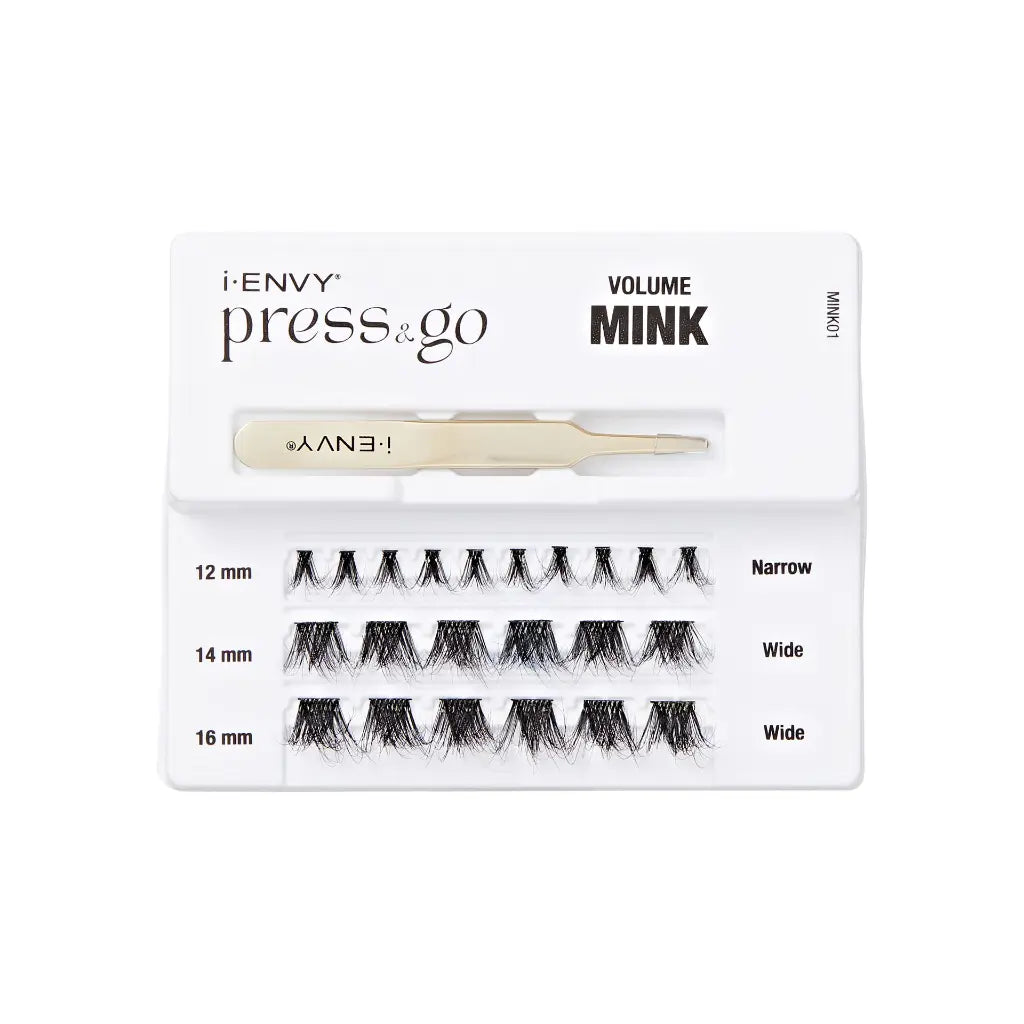 IEnvy Press & Go Real Mink Pre-Glued Lash Clusters Kit 22 Self-Adhesive Lashes + Applicator