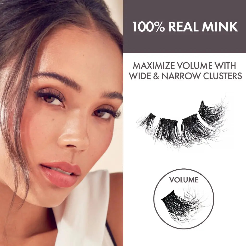 IEnvy Press & Go Real Mink Pre-Glued Lash Clusters Kit 22 Self-Adhesive Lashes + Applicator