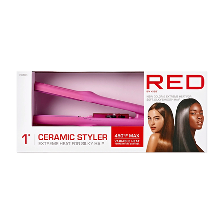 RED BY KISS Ceramic Styler Flat Iron 450°F High Heat & Smooth Glide
