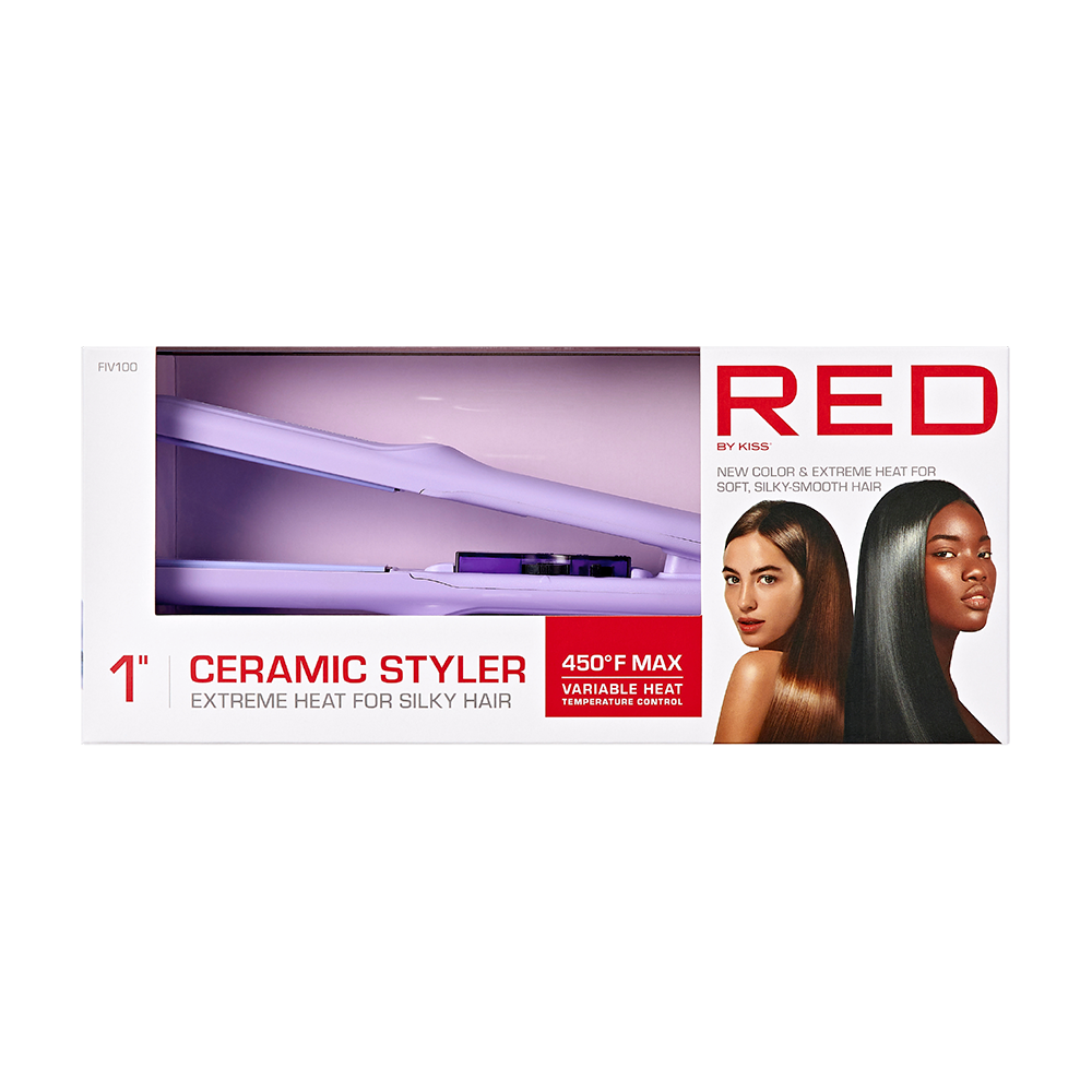 RED BY KISS Ceramic Styler Flat Iron 450°F High Heat & Smooth Glide