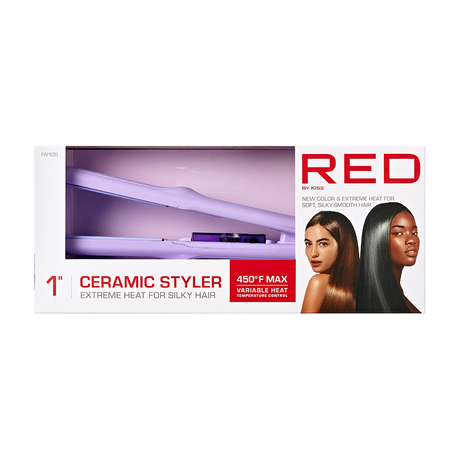 RED BY KISS Ceramic Styler Flat Iron 450°F High Heat & Smooth Glide