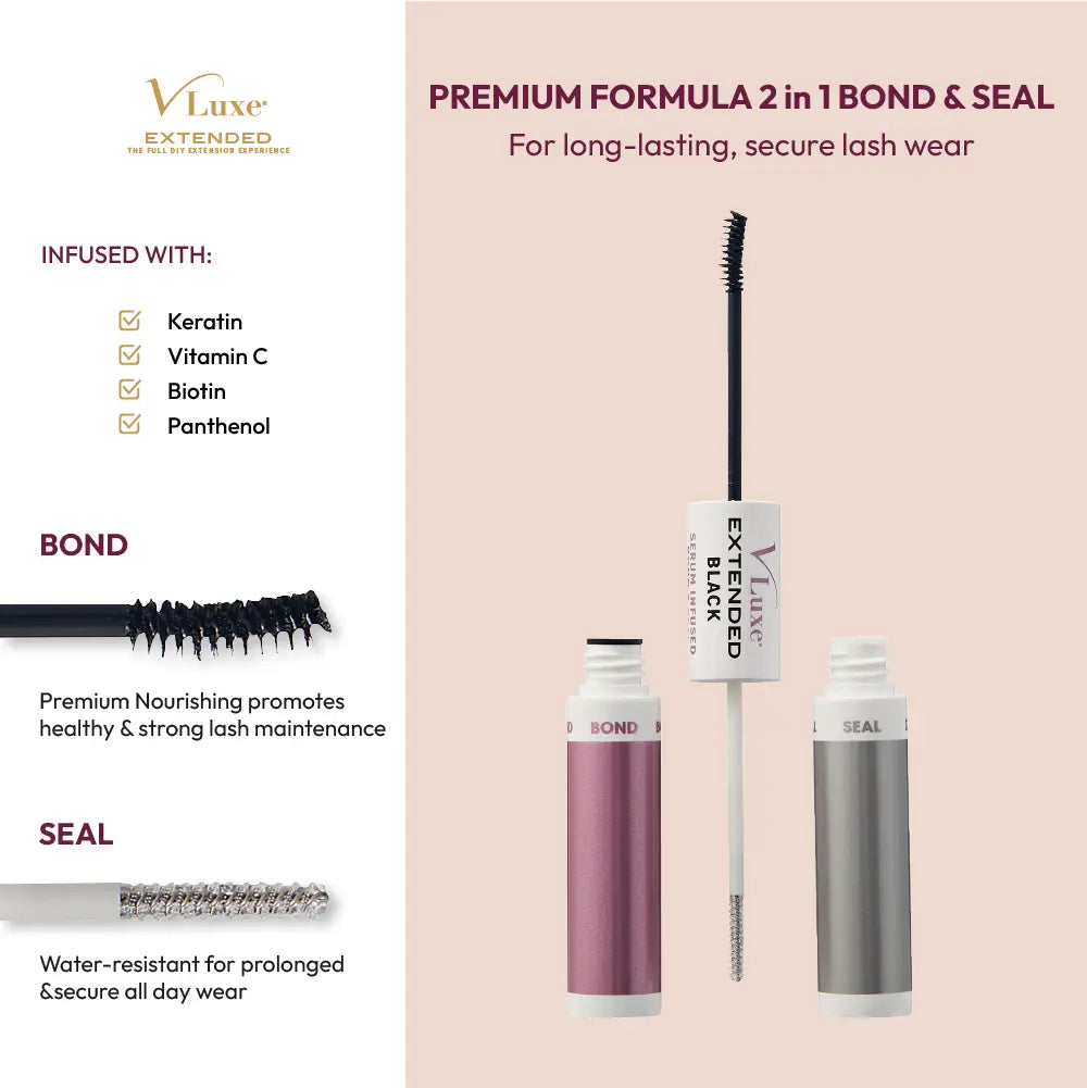 VLuxe By IEnvy Lash Bond & Seal Dual-Ended, Waterproof, Infused with Rosewater & Biotin