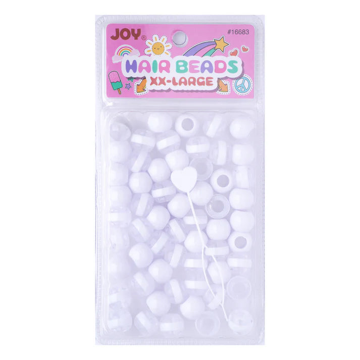 Joy Round Beads XXLarge Size Large pkg White Stripe (16683)