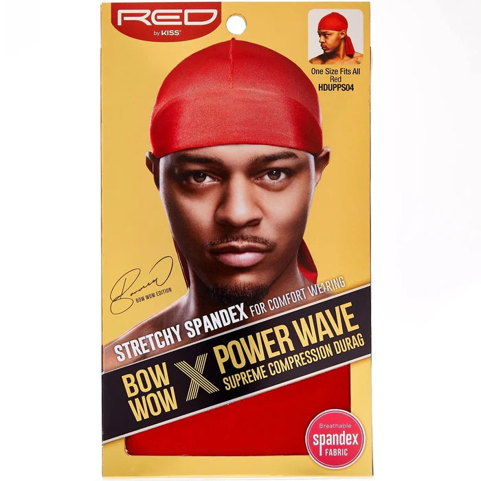 KISS Red Power Wave Silky Bow Wow Spandex Durag